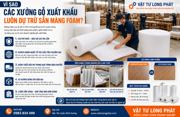 Vì Sao Các Xưởng Gỗ Xuất Khẩu Luôn Dự Trữ Sẵn Màng Foam?