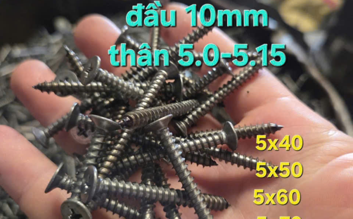 Vít gỗ đầu chìm 5 đầu 10mm thân 5.0-5.15