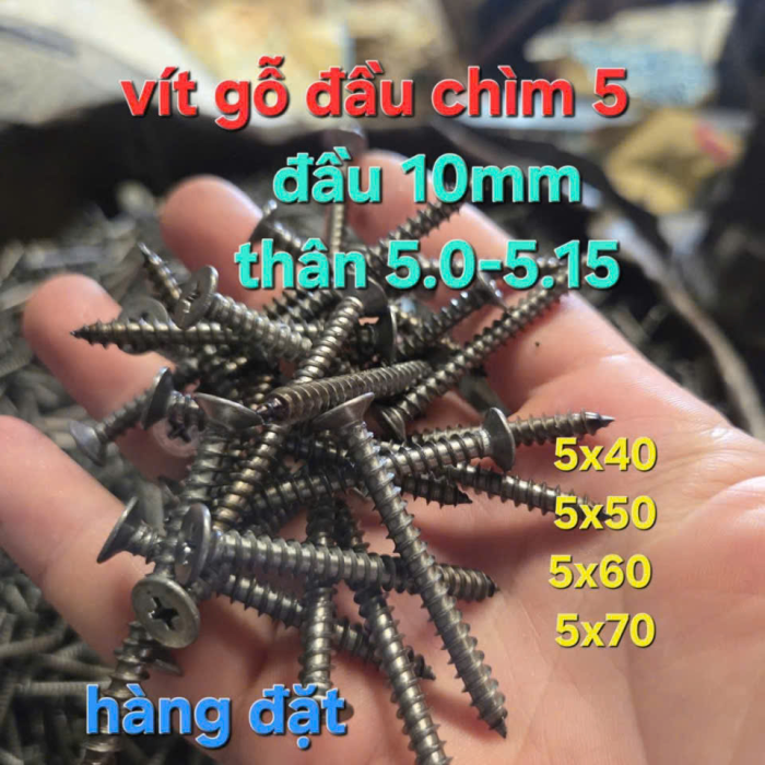 Vít gỗ đầu chìm 5 đầu 10mm thân 5.0-5.15